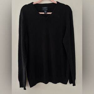 Daniel Hechter Paris 100% 2-Ply Cashmere Black V-Neck Sweater Size XL